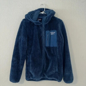 Reebok sherpa hoodie faux fur front pockets comfy small sherpa hoodie zip jacket